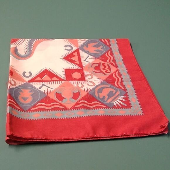 Southwestern Scarf Poly/Cotton RN#14193 Made in USA Native Symbols - Picture 9 of 10